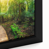 Close-up of a vibrant rainforest landscape wall art piece featuring lush greenery and intricate details, framed for an elegant display, perfect for nature enthusiasts.