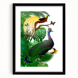 Framed wall art collection showcasing vibrant rainforest landscapes, featuring a sleek black frame and white mat, perfect for enhancing home decor.