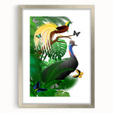 Framed silver mat wall art showcasing a vibrant rainforest landscape, highlighting lush greenery and intricate details, perfect for nature-inspired decor.