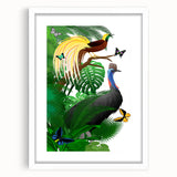 Framed rainforest landscape wall art collection with a white mat, showcasing vibrant greenery and natural textures, perfect for home decor enhancement.