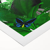 Vibrant rainforest-themed wall art on rolled canvas, showcasing lush greenery and exotic flora, ideal for home decor and nature enthusiasts, presented in protective packaging.