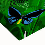 Close-up of a vibrant rainforest design wall art canvas, showcasing lush green foliage and colorful tropical flowers, perfect for enhancing home decor with nature-inspired aesthetics.