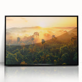 Framed acrylic wall art showcasing a vibrant rainforest landscape design, featuring lush greens and tranquil blues, perfect for home or office decor.