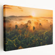 Side view of a stretched canvas featuring a vibrant rainforest landscape design, showcasing lush greenery and exotic flora, perfect for nature-inspired decor.