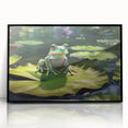 Framed acrylic wall art depicting a vibrant rainforest landscape, featuring lush green foliage and exotic plants, with a sleek black frame enhancing its modern appeal. Perfect for nature enthusiasts and home decor lovers.