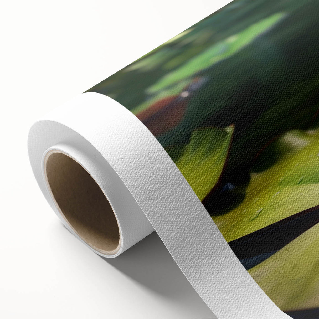 Vibrant rainforest landscape wall art on rolled canvas, showcasing lush greenery and tropical flora, perfect for enhancing home decor with a touch of nature.