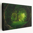 Stretched canvas wall art featuring a vibrant rainforest design with lush greenery and vivid colors, ideal for enhancing any room’s decor.
