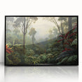 Framed acrylic wall art showcasing a vibrant rainforest landscape design with lush greenery and vivid colors, ideal for enhancing home decor with a nature-inspired theme.
