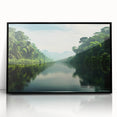 Framed acrylic wall art showcasing a vibrant rainforest landscape, featuring rich greens and intricate details, designed to enhance modern decor. Ideal for nature enthusiasts and interior design lovers.