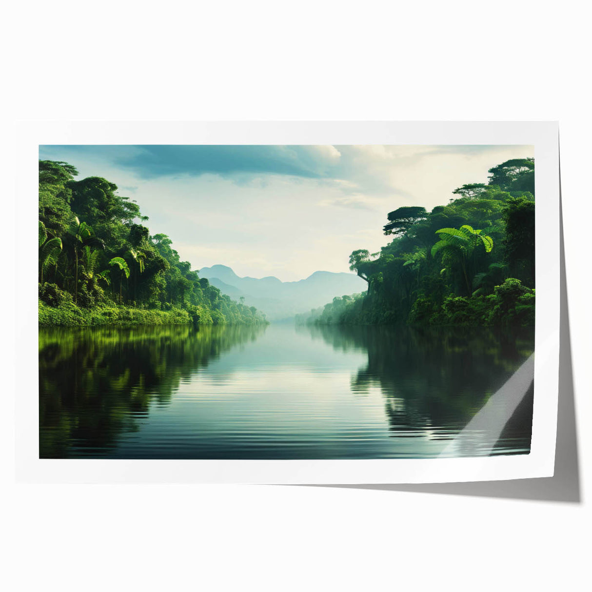 Vibrant rainforest landscape wall art rolled print showcasing lush greenery and diverse flora, ideal for enhancing any nature-themed decor.