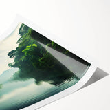 Vibrant rainforest landscape wall art print showcasing lush greenery and exotic flora, rolled for easy transport and display, perfect for nature enthusiasts.