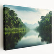 Stretched canvas wall art showcasing a vibrant rainforest landscape design, featuring lush greenery and vivid colors, ideal for nature-themed decor.