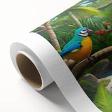 Vibrant rainforest landscape wall art on rolled canvas, showcasing lush greenery and vivid colors, perfect for adding a nature-inspired touch to any room.