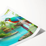 Vibrant rainforest landscape wall art print showcasing lush greenery and tropical flora, rolled for easy transport, perfect for enhancing home decor.