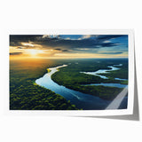 Lush rainforest landscape wall art print showcasing vibrant greens and earthy tones, rolled and ready for framing, perfect for nature-inspired home decor.