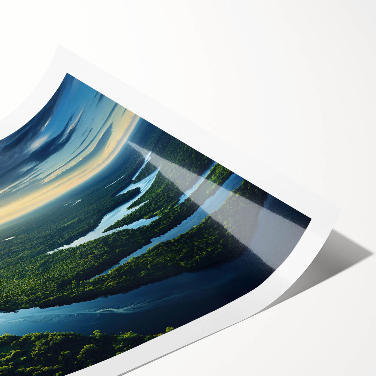 Vibrant rainforest landscape print showcasing lush greenery and intricate details, designed for wall art display. Perfect for nature-themed decor and art enthusiasts.