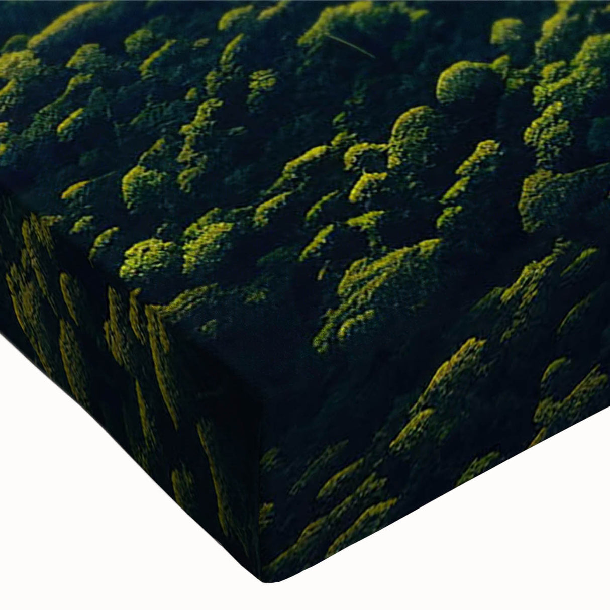 Vibrant close-up of a rainforest landscape design on stretched canvas wall art, showcasing rich greens and intricate details, perfect for nature lovers’ decor.