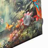 Vibrant rainforest landscape wall art featuring rich green foliage and intricate details, printed on acrylic glass for a stunning visual effect, ideal for home decor.