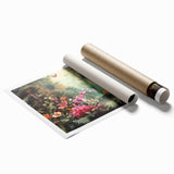 Vibrant rainforest-themed wall art print showcasing lush green foliage and exotic plants, rolled and ready for framing, ideal for enhancing any living space.