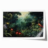 Vibrant rainforest landscape wall art print showcasing lush green foliage and vivid colors, rolled for easy shipping and display in any room decor. Perfect for nature enthusiasts and interior design lovers.