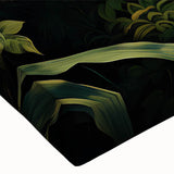 Close-up of a vibrant rainforest-themed stretched canvas wall art piece, showcasing rich green foliage and intricate details, perfect for nature lovers' home decor.
