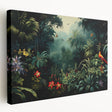 Stretched canvas featuring a vibrant rainforest landscape design, showcasing lush greenery and intricate details, ideal for home decor and nature enthusiasts.