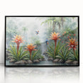 Framed acrylic wall art showcasing a vibrant rainforest landscape design with lush greenery and vivid colors, perfect for adding a tropical touch to home decor.