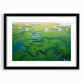 Framed rainforest landscape wall art collection with a black mat and sleek design, showcasing vibrant green foliage and intricate details, perfect for home decor.
