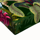 Close-up of a vibrant rainforest landscape wall art print on stretched canvas, showcasing lush greenery and tropical flora, perfect for home decor.
