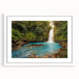 Framed wall art collection featuring a vibrant rainforest landscape design with a white mat, showcased in a sleek modern frame, perfect for home decor.