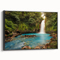 Framed canvas wall art showcasing a vibrant rainforest landscape design, featuring lush greenery and rich colors, ideal for home decor and nature lovers.