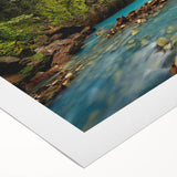 Vibrant rolled canvas print showcasing a stunning rainforest landscape design, featuring lush greenery and tropical flora, perfect for home decor.