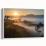 Framed wall art featuring a vibrant rainforest landscape design, showcasing lush greenery and detailed foliage, perfect for nature-themed decor in any setting.