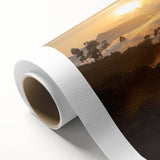 Vibrant rolled canvas showcasing a lush rainforest landscape design, featuring rich greens and intricate details, perfect for home decor and nature enthusiasts.