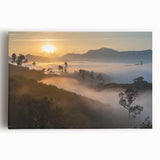 Vibrant stretched canvas artwork depicting a lush rainforest landscape, showcasing rich greens and intricate details, perfect for enhancing home decor.