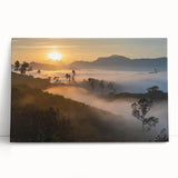 Vibrant stretched canvas artwork showcasing a lush rainforest landscape, featuring rich greens and detailed foliage, perfect for enhancing home decor.