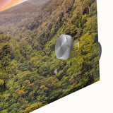 Vibrant close-up of rainforest-themed wall art collection, showcasing intricate acrylic and glass textures, perfect for enhancing modern decor.