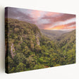 Stretched canvas wall art showcasing a lush rainforest landscape design, featuring vibrant green foliage and intricate details, ideal for nature-themed decor.