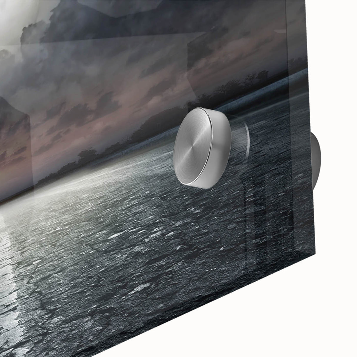Close-up of a vibrant acrylic glass wall art piece showcasing a stylized landscape with winding roads, perfect for modern home decor. Ideal for adding color and depth to any room.