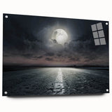 Acrylic glass wall art showcasing a vibrant landscape and road design, featuring a side view with decorative pins, perfect for modern home decor.