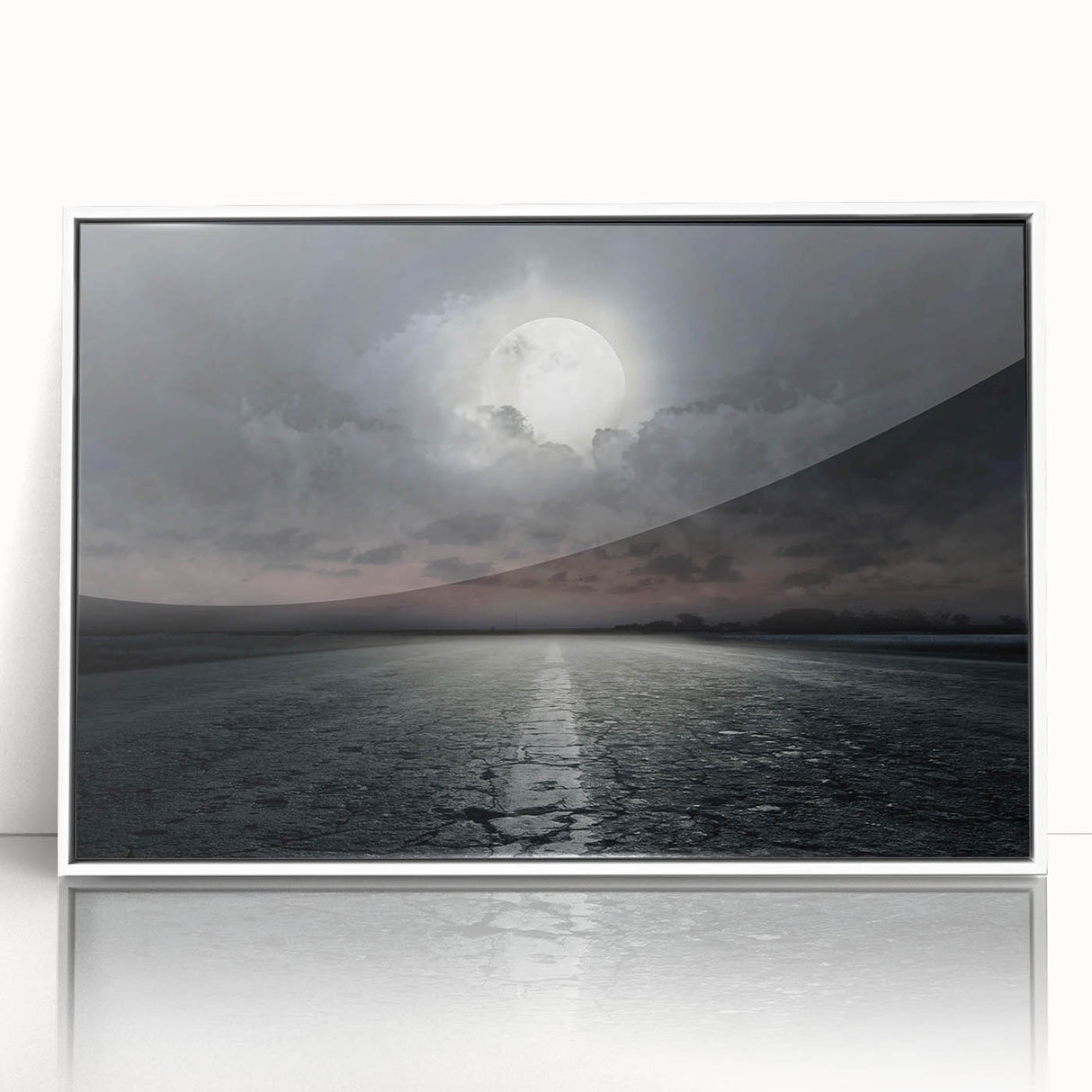 Framed acrylic wall art featuring a stunning landscape design of winding roads, presented in a sleek white frame, ideal for home decor and enhancing interior spaces. The vibrant colors and intricate details create a serene atmosphere, making it a perfect addition to any modern living room or office.