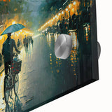 Close-up of a vibrant acrylic glass wall art piece showcasing a serene landscape with winding roads, perfect for modern home decor and interior design enthusiasts.