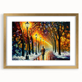 Framed wall art collection showcasing a scenic road landscape design, featuring a gold mat and frame, ideal for enhancing home decor with a touch of elegance.