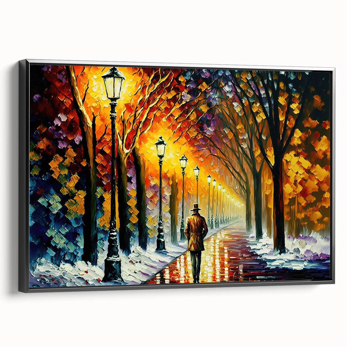 Framed canvas wall art depicting a serene landscape with winding roads and lush greenery, featuring a sleek black frame that enhances its modern aesthetic. Ideal for home decor.