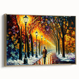 Framed canvas wall art showcasing a serene landscape with winding roads, vibrant greens, and golden hues, perfect for adding a touch of nature-inspired elegance to home decor.