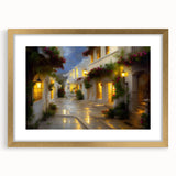 Elegant framed wall art featuring a scenic landscape and road design, accented with a gold frame and mat, perfect for home decor and interior design enthusiasts.