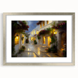 Framed wall art showcasing a serene landscape design with a silver mat, ideal for home decor. Perfect for enhancing modern interiors with nature-inspired aesthetics.