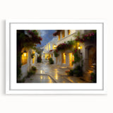 Framed wall art showcasing a serene landscape with winding roads, designed with a white mat for an elegant finish, perfect for home decor enhancement.