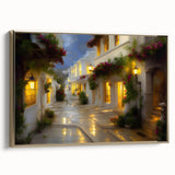 Framed canvas wall art depicting a scenic landscape with winding roads, accented by a gold frame, ideal for home decor. Perfect for adding elegance to living spaces.