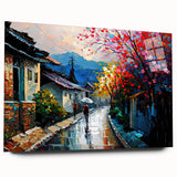 Side view of a vibrant acrylic glass wall art piece showcasing a scenic landscape with winding roads, perfect for modern home decor, enhancing any living space with its rich colors and serene imagery.